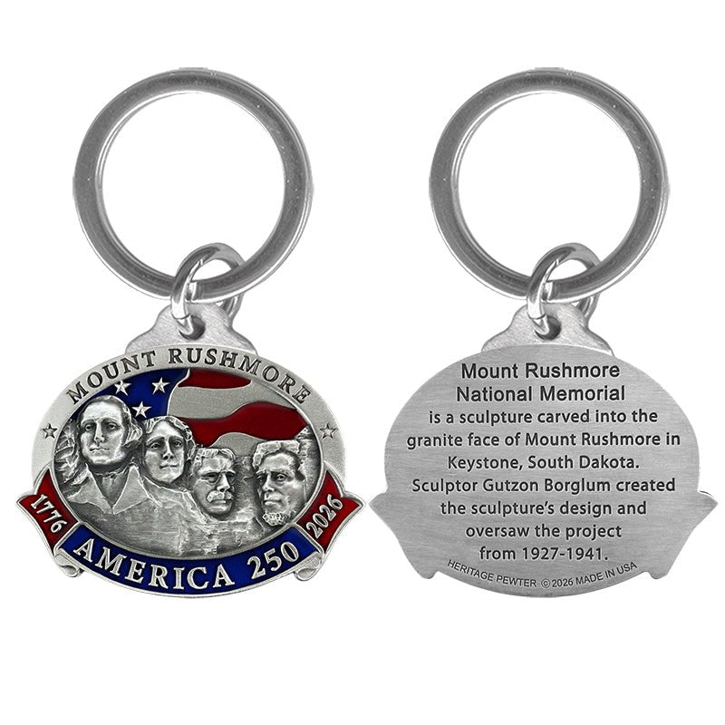 America's 250th Anniversary Mount Rushmore Key Chain w/ Back Text