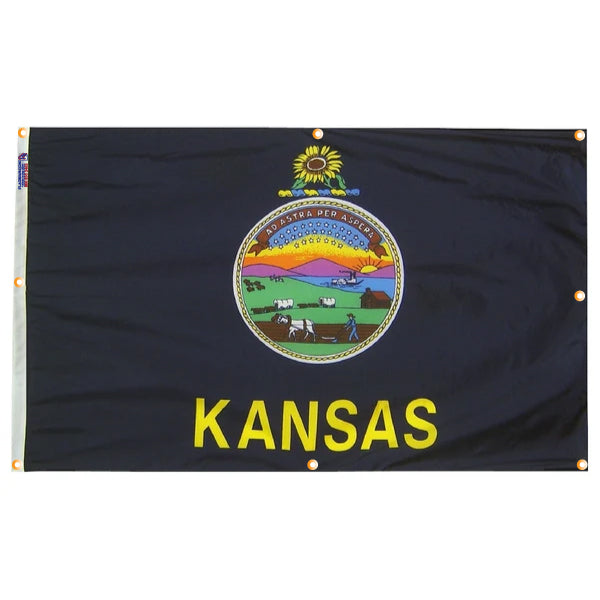 Kansas Flag with Grommets Along the Edges for Wall Hanging