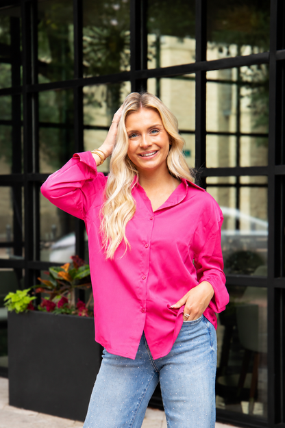 The Kathryn Button-Up, Hot Pink