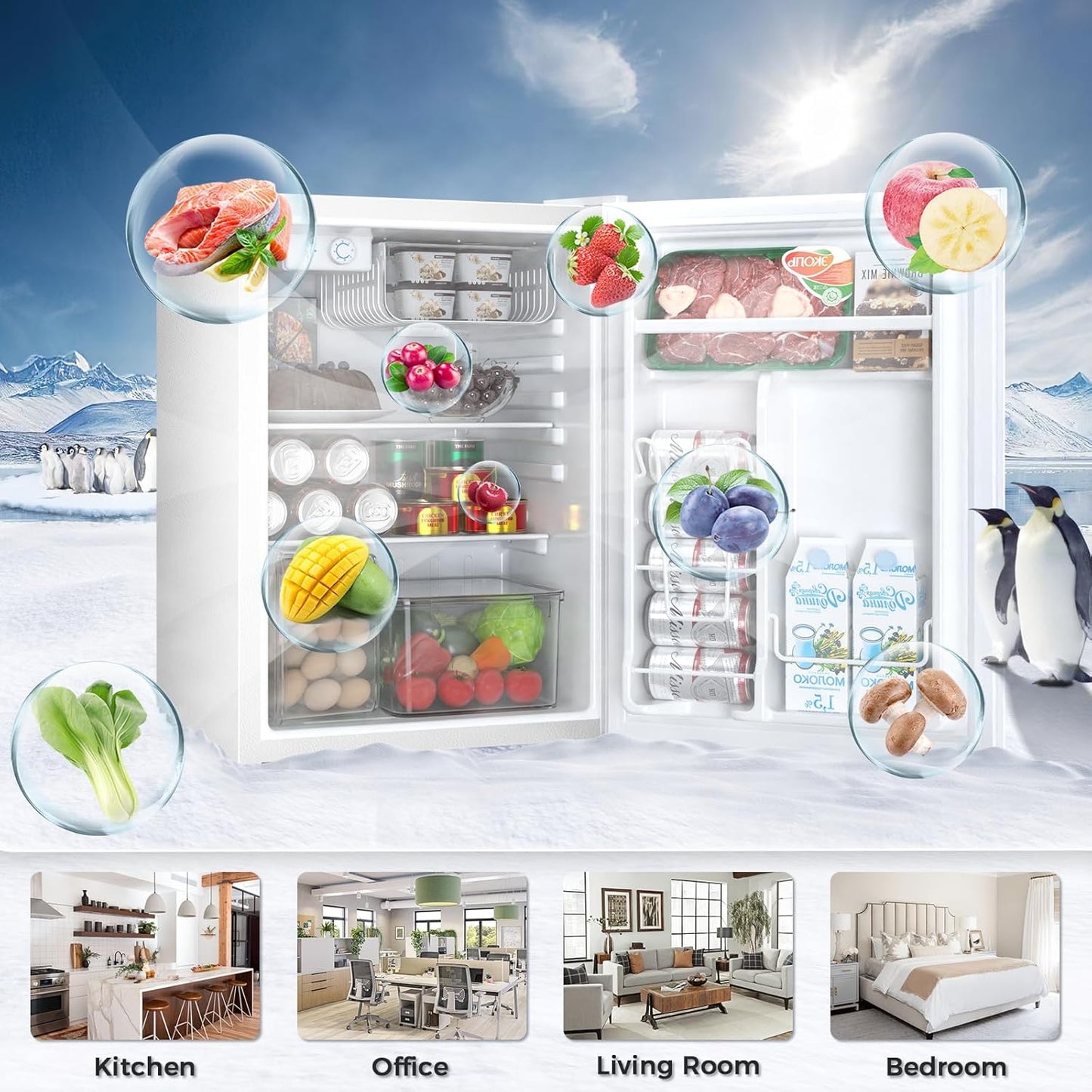 2.6\3.2 cu. ft Mini Fridge with Freezer