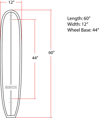 BIRCH 60" Longboard Skateboard - Complete Setup