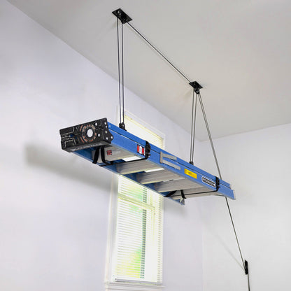 Ladder Garage Ceiling Storage Hoist | Holds up to 150 lbs | 10' Lift