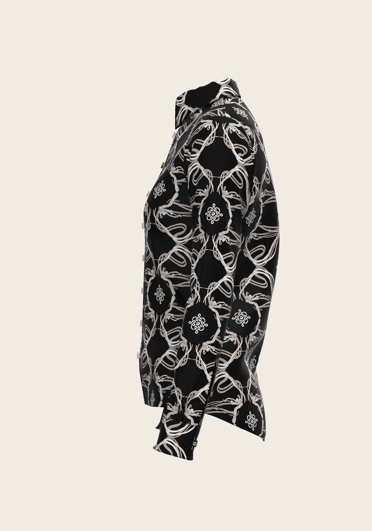 Roped Bridles on Black Ladies Button Shirt