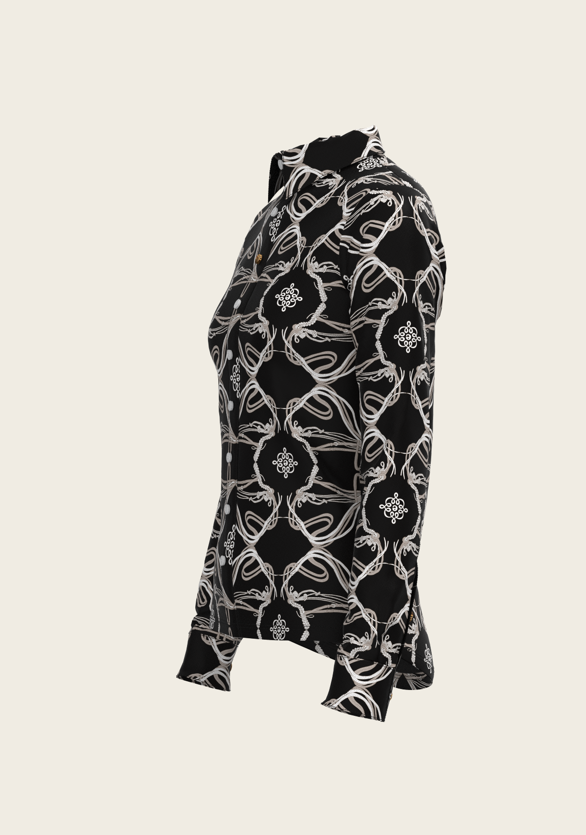 Roped Bridles on Black Ladies Button Shirt