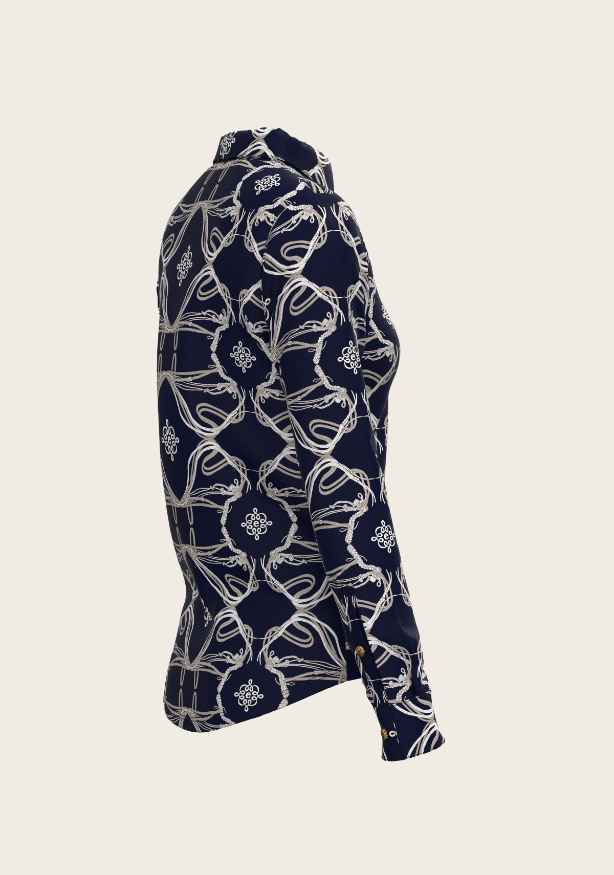 Roped Bridles on Navy Ladies Button Shirt