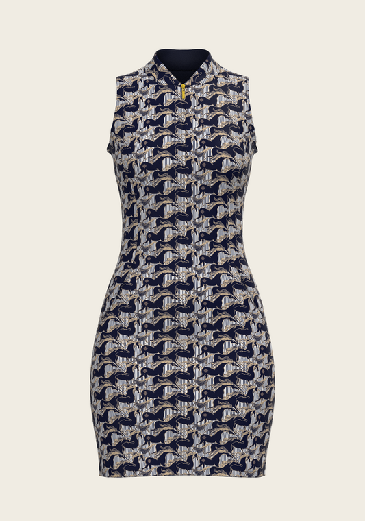Espoir Running Horse Navy Dress