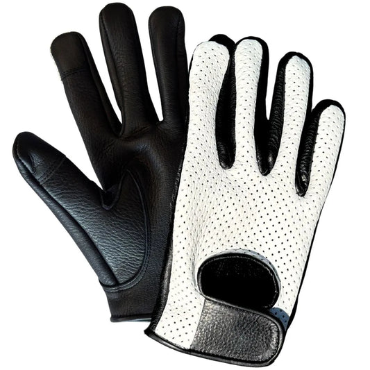 Legendary White Deerskin Ventilated Driving Gloves with Touchscreen