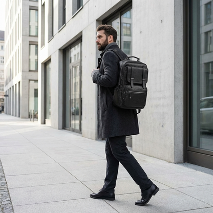 Men’s Leather Backpack – Water-Resistant 17 Laptop Ready