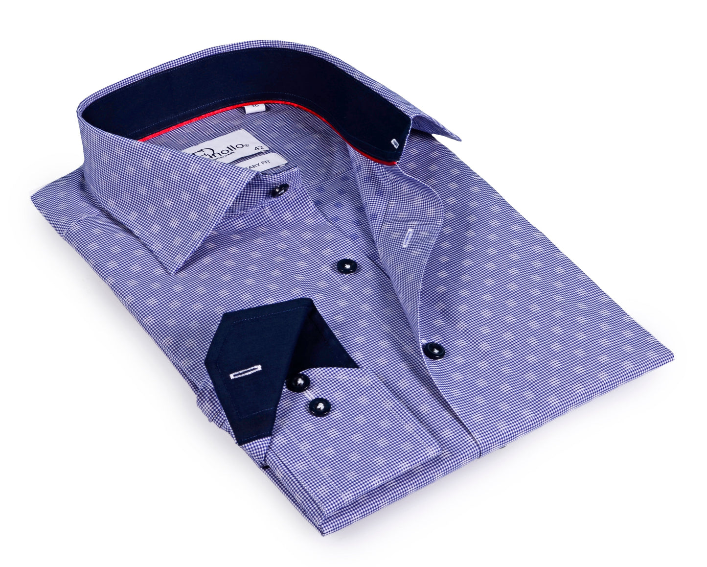 Long Sleeve Blue Shirt with contract trimming // Dual cuffs // contemporary fit- Final Sale
