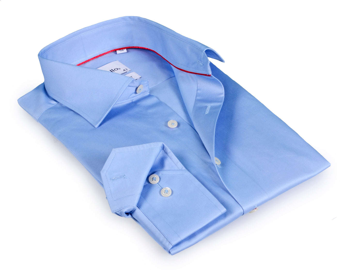 Lt Blue Long Sleeve Shirt with contract trimming // Dual cuffs// contemporary fit- Final Sale