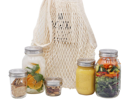 Organic Cotton String Tote Bag with Pocket