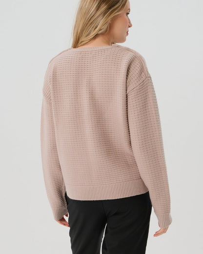 Button-Shoulder Maternity & Nursing Sweater w/Thumbhole Feature