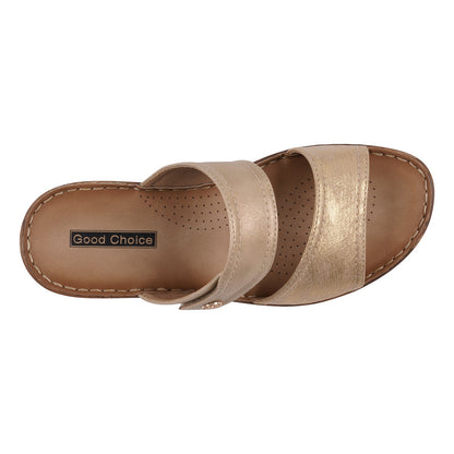 Women's Meli Gold Wedge Sandals