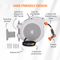 Retractable Garden Hose Reel-1/2 in-65ft