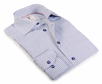 Made in Italy Dress Shirts// Navy Check- contemporary fit- Final Sale
