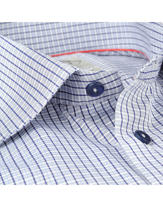 Made in Italy Dress Shirts// Navy Check- contemporary fit- Final Sale