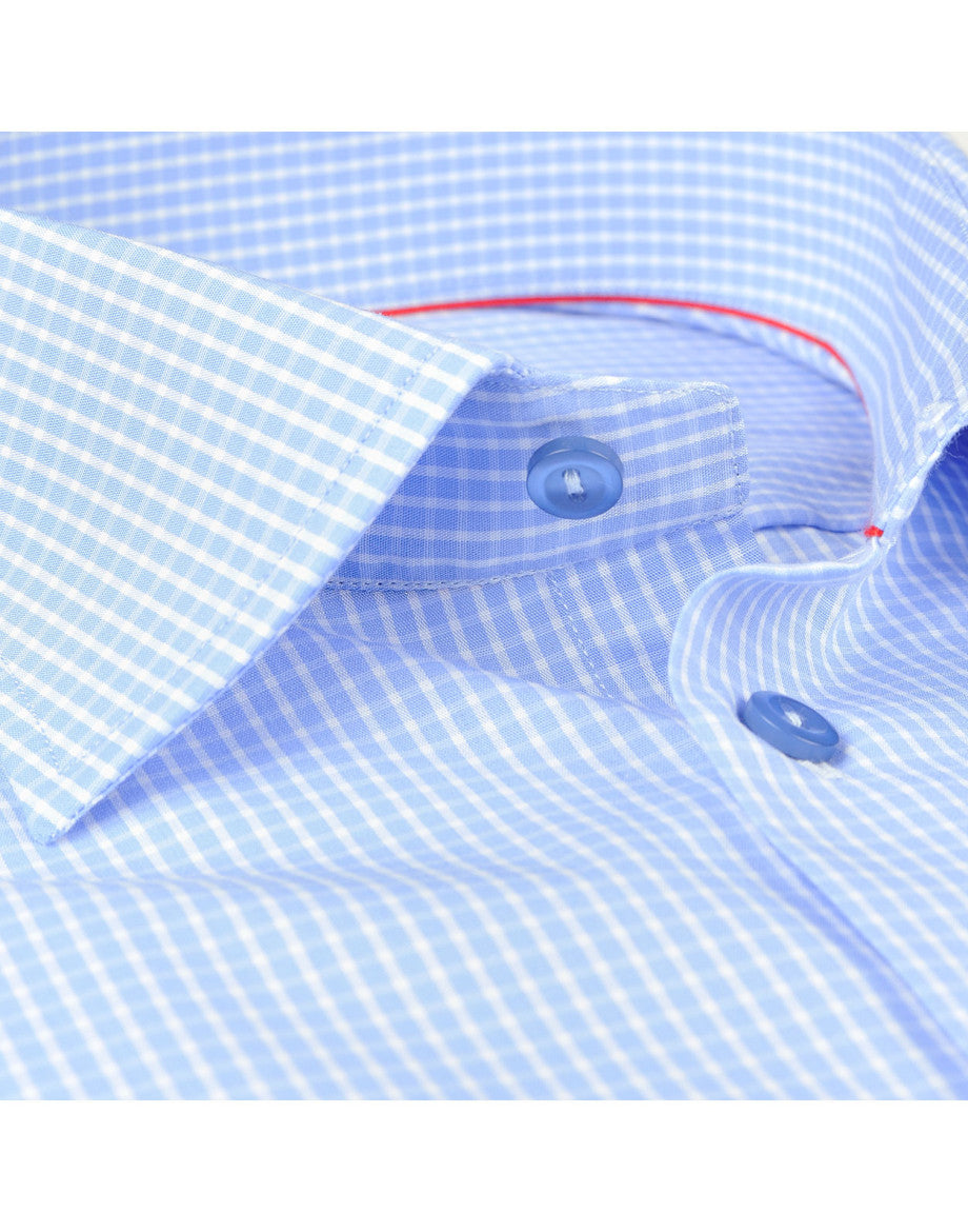 Made in Italy Dress Shirts// Lt Blue check - contemporary fit- Final Sale