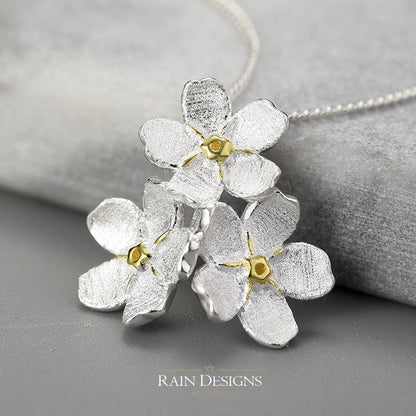 Forget-me-not Cluster Flower S925 Silver Earrings
