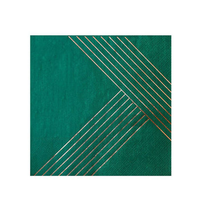 Manhattan - Dark Green Striped Lunch Paper Napkins