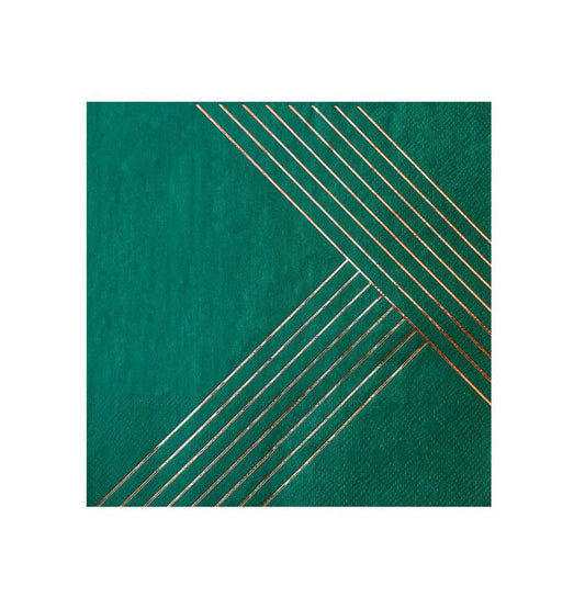 Manhattan - Dark Green Striped Lunch Paper Napkins