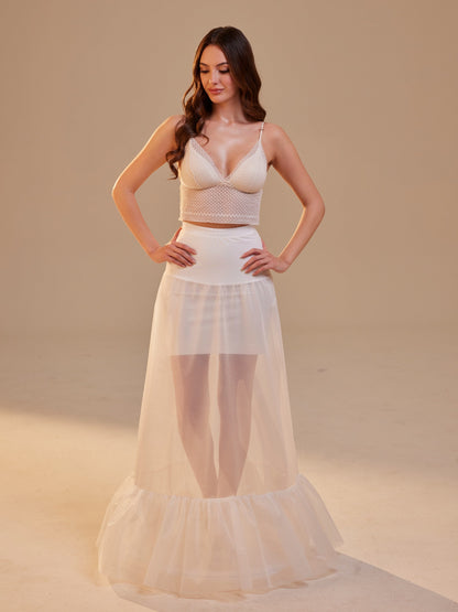 Mermaid Petticoat Skirt  with  Waist Corsage  , Bridal Crinoline Slip