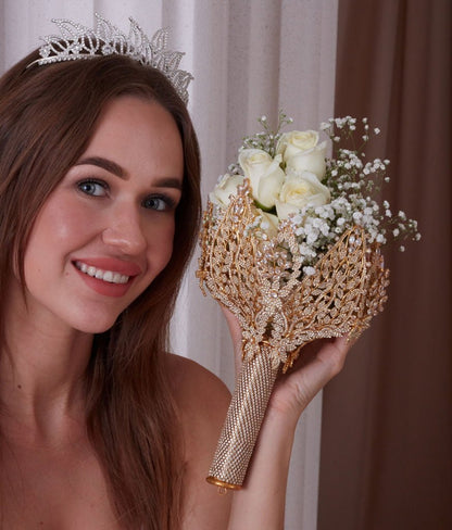 Gold Bouquet Holder, Gold Wedding Bouquet