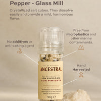 Natural Spring Salt Crystals & Organic Pepper - Glass Mill