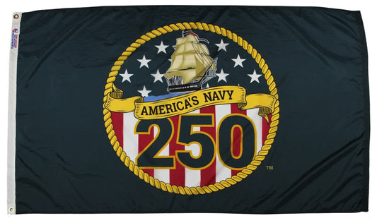 Navy 250th Anniversary Flag 3'x5' - Official | Made in USA
