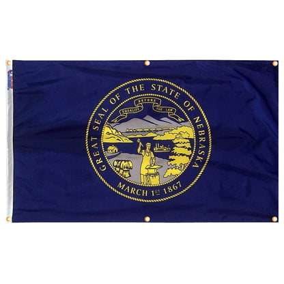 Nebraska Flag with Grommets Along the Edges for Wall Hanging