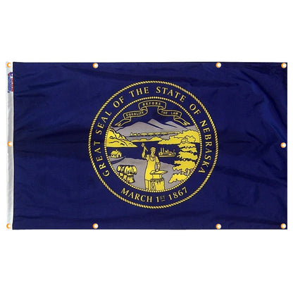 Nebraska Flag with Grommets Along the Edges for Wall Hanging