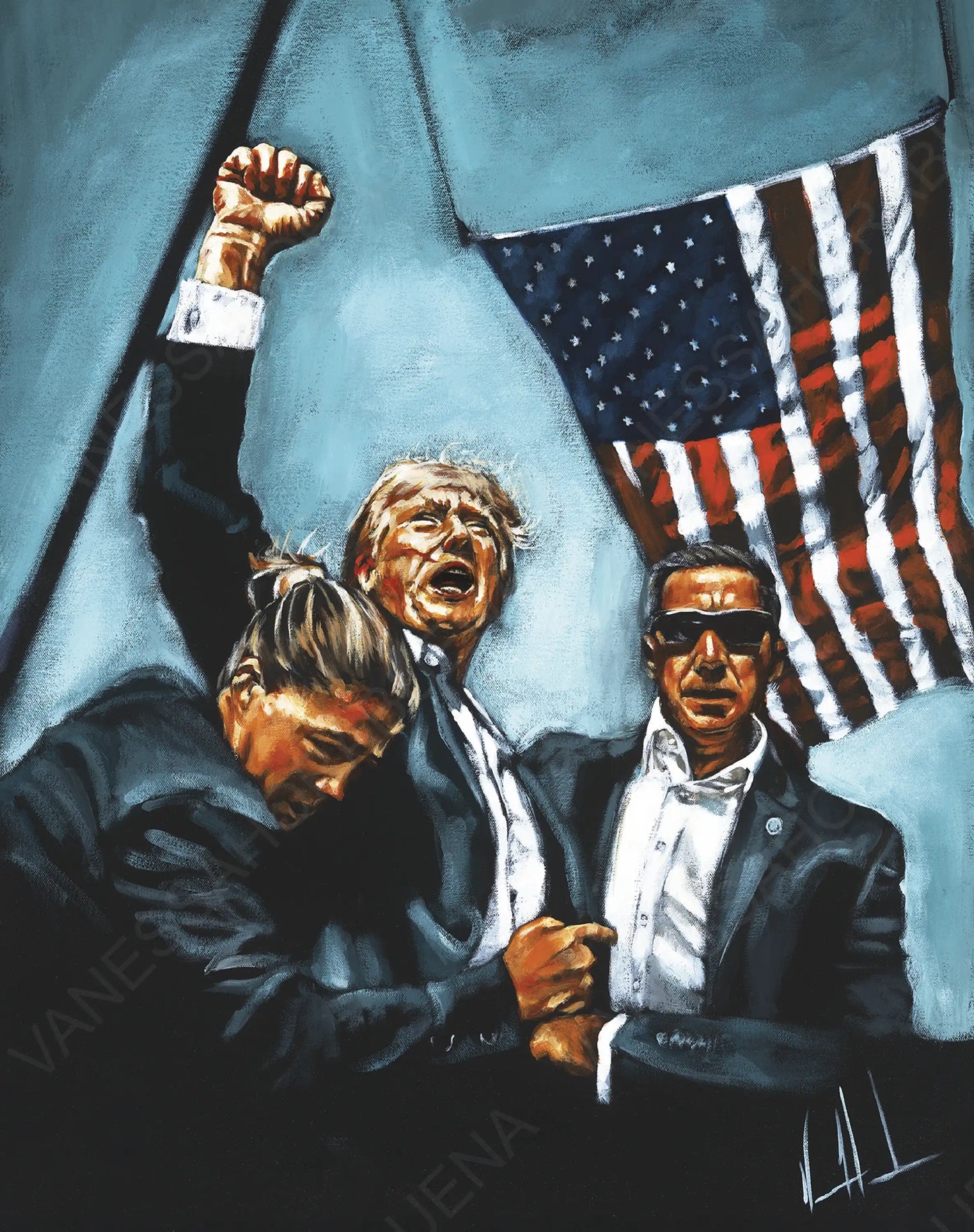 Never Surrender (Blue Background)