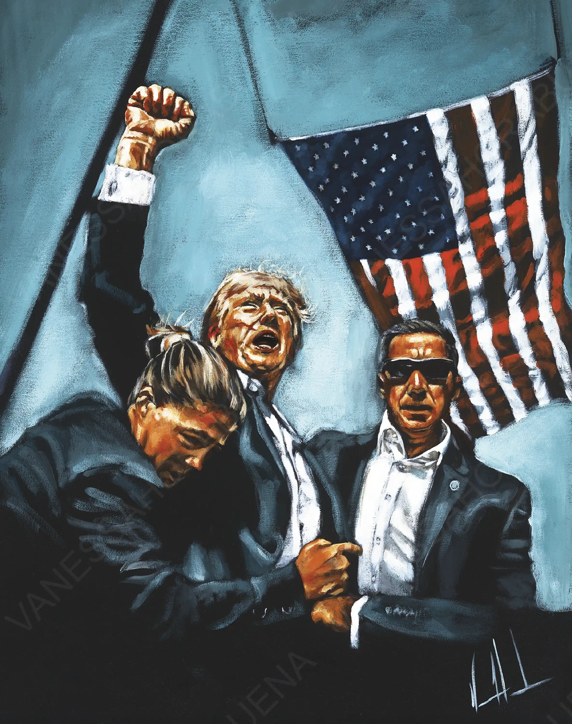 Never Surrender (Blue Background)