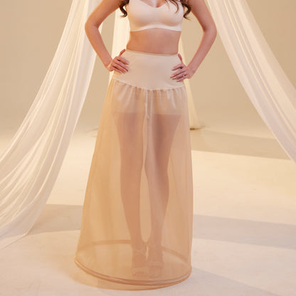 Nude A-Line Wedding Dress Petticoat , One Hoop Underskirt with Waist Corsage