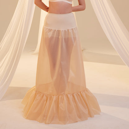 Nude Mermaid Petticoat Skirt  with  Waist Corsage  , Bridal Crinoline Slip
