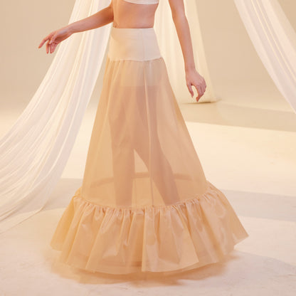 Nude Trumpet Petticoat Skirt  with  Waist Corsage  , Bridal Crinoline Slip