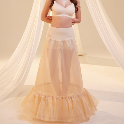 Nude Trumpet Petticoat Skirt  with  Waist Corsage  , Bridal Crinoline Slip