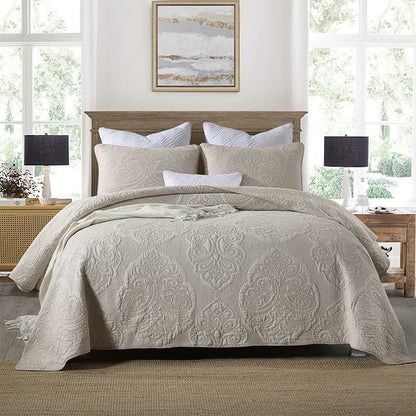 Export High-Grade Plain Embroidered Two Sides Palm Leaf Bedspread
