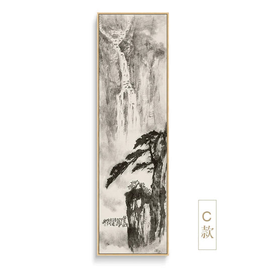 New Chinese Style Landscape Painting for Living Room Black and White Style Dye Ink Chinese Painting Hallway Corridor Corridor Painting Hotel Decorative Painting