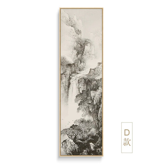 New Chinese Style Landscape Painting for Living Room Black and White Style Dye Ink Chinese Painting Hallway Corridor Corridor Painting Hotel Decorative Painting