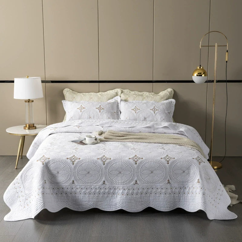 Export Simple European Embroider Double Pure Color Quiltedtextiles