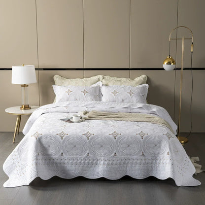 Export Simple European Embroider Double Pure Color Quiltedtextiles