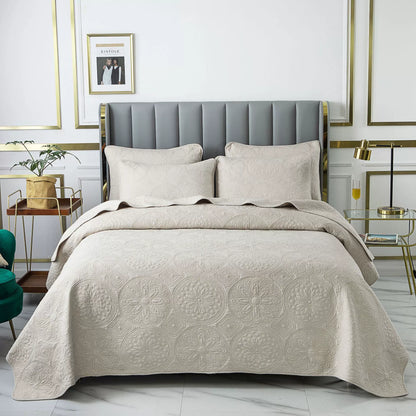 Export Simple European Embroider Double Pure Color Quiltedtextiles