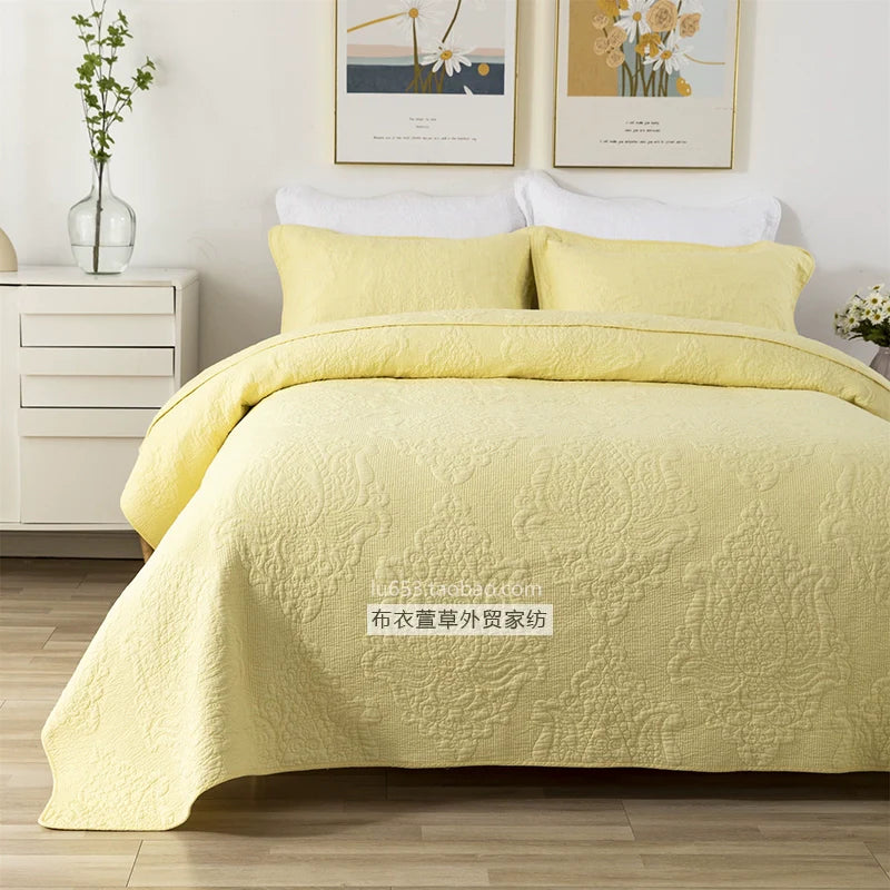 Export Simple European Embroider Double Pure Color Quiltedtextiles