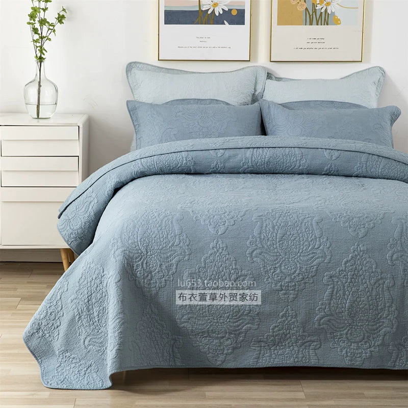 Export Simple European Embroider Double Pure Color Quiltedtextiles