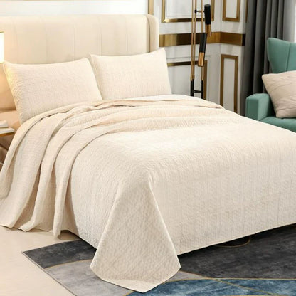 Export High-Grade Flannel Three-Piece Bed Cover Set Milk Fiber European Quilted Quilted Bed Sheet One Side Velvet One Side Pure Cotton