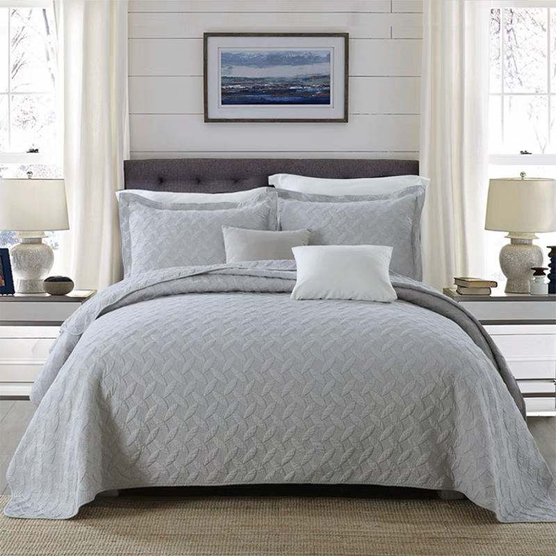 Export Simple European Embroider Double Pure Color Quiltedtextiles