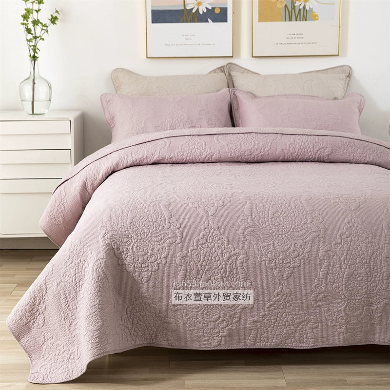Export Simple European Embroider Double Pure Color Quiltedtextiles