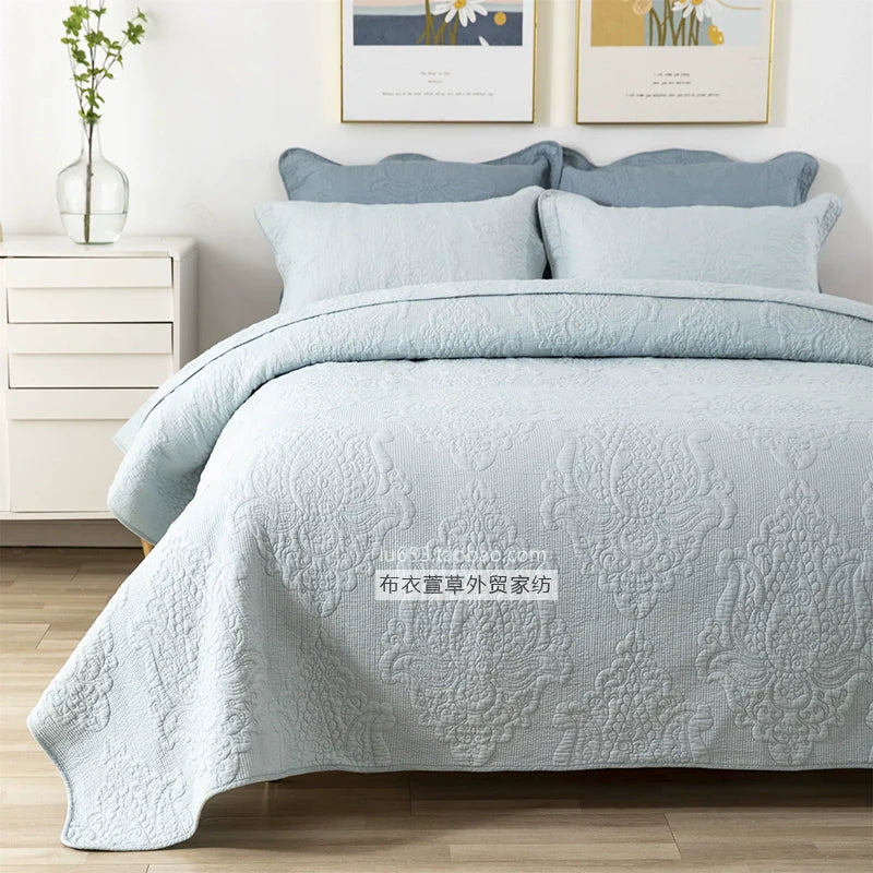 Export Simple European Embroider Double Pure Color Quiltedtextiles