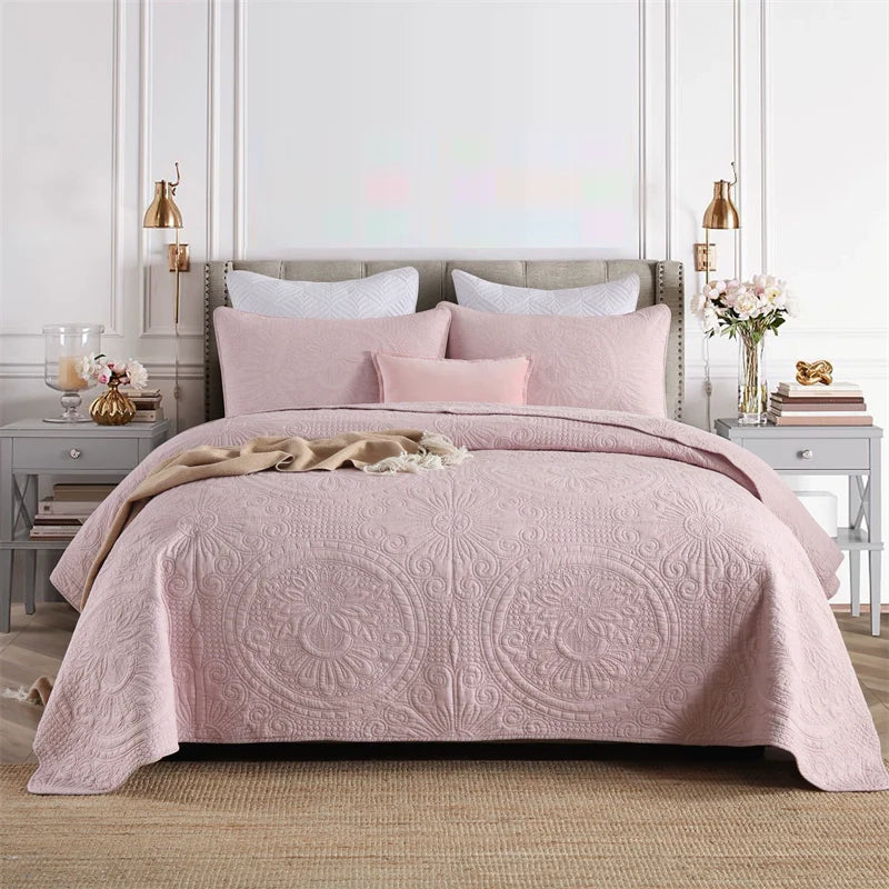 Export High-Grade Plain Embroidered Two Sides Palm Leaf Bedspread