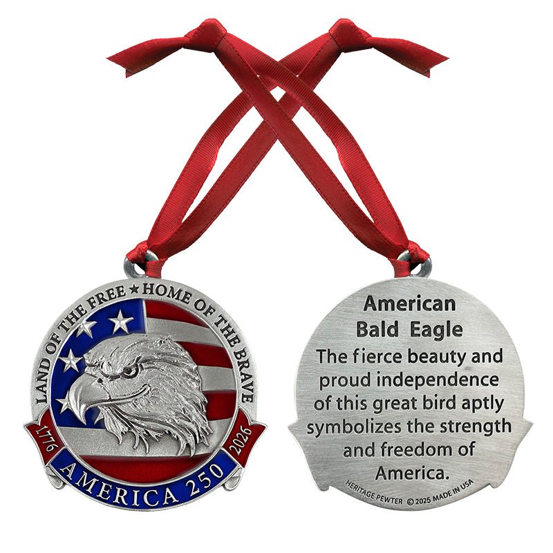 America's 250th Anniversary Eagle Head with Flag Ornament (w/ Back Text)